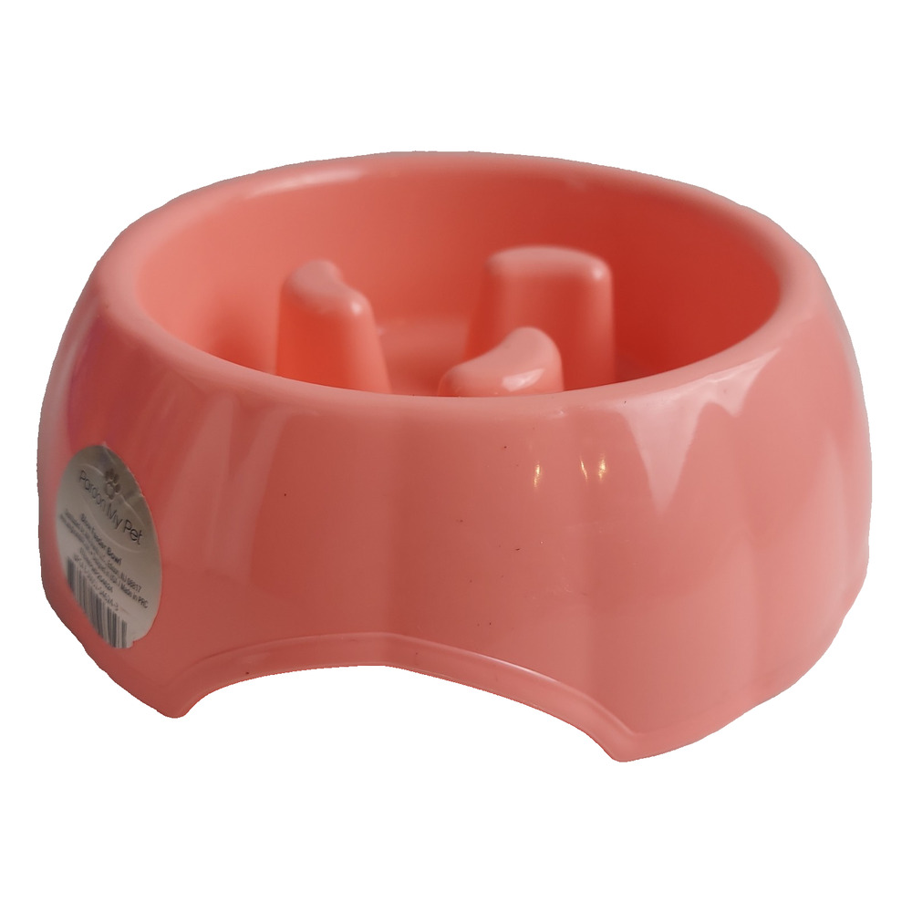 Slow Feed Dog Cat Bowl, Pink, Small: 1.5 Cup, Busy Pet Non Slip, 8 Inch Diameter
